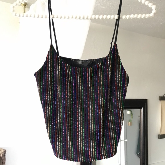 Topshop Tops - Topshop Rainbow Stripe Cami